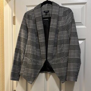 Torrid Gray and Black Blazer Modern Open-Front Design